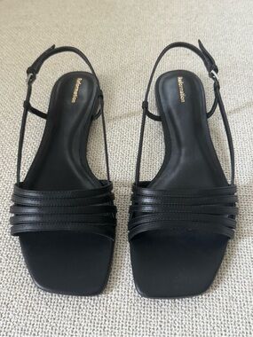 Reformation Black Millie Lattice Slingback Sandals Size 9